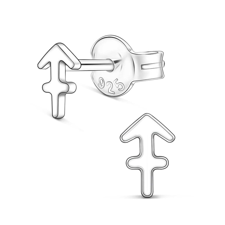 Zodiac Sign Constellation Earrings Stud Sterling Silver Stud Earrings Sagittarius / High Polished