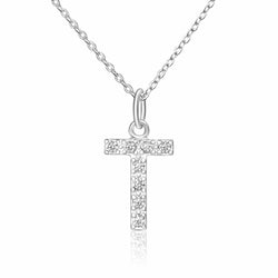 CZ Initial Necklaces Sterling Silver, 26 Alphabets