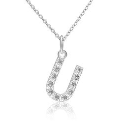 CZ Initial Necklaces Sterling Silver, 26 Alphabets