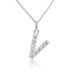 CZ Initial Necklaces Sterling Silver, 26 Alphabets