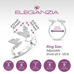 CZ Triple Butterfly Rings Sterling Silver Adjustable Adjustable Ring