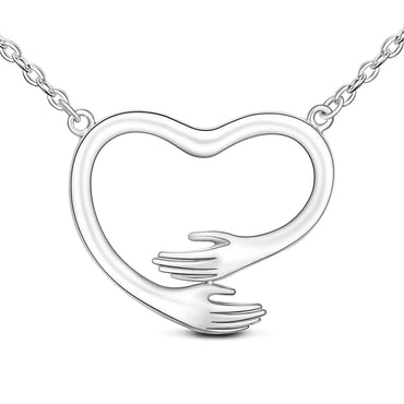 Embracing Love Hug Heart Necklace Sterling Silver Necklaces