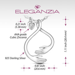 Hug & Support Necklace Sterling Silver with Cubic Zirconia Stone