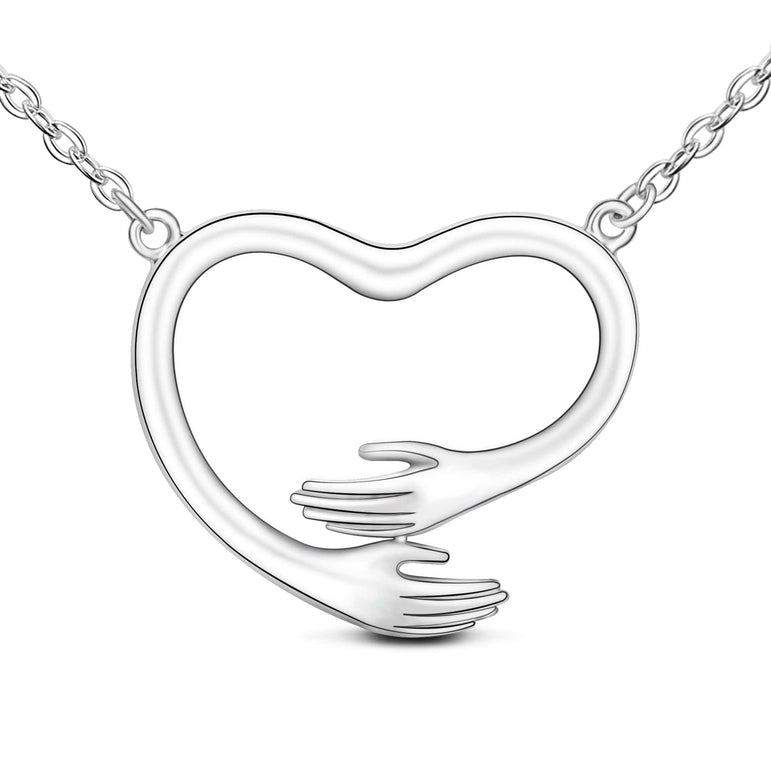 Embracing Love Hug Heart Necklace Sterling Silver Necklaces