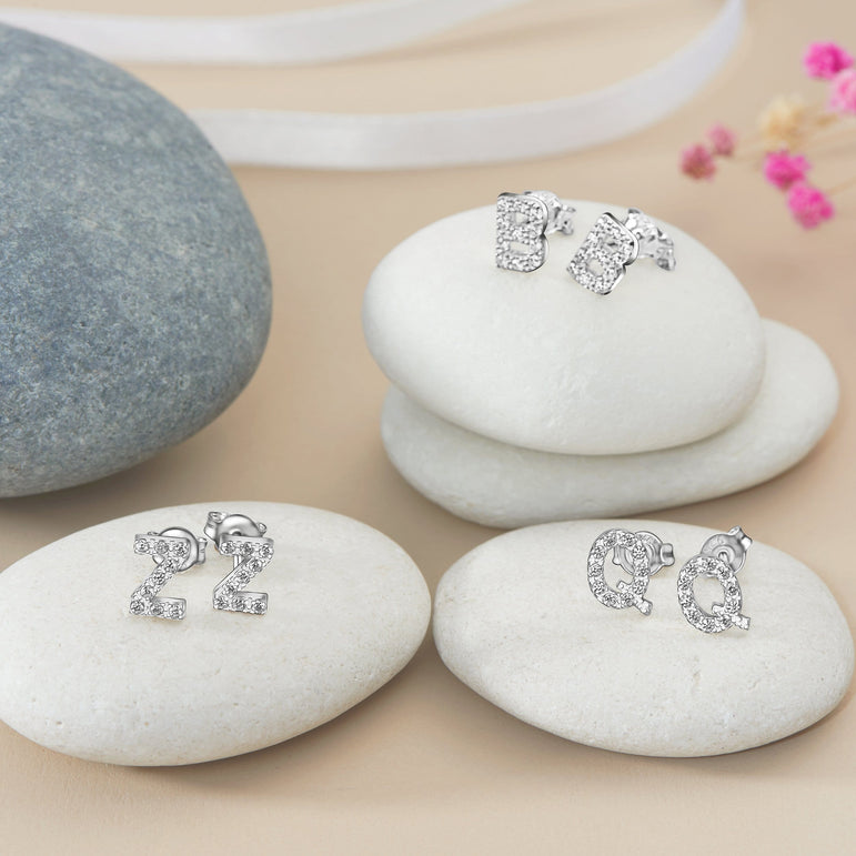 Initial Earrings Sterling Silver Stud Earrings Stud Earrings