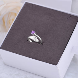Amethyst Love Hug Ring Sterling Silver Adjustable Adjustable Ring