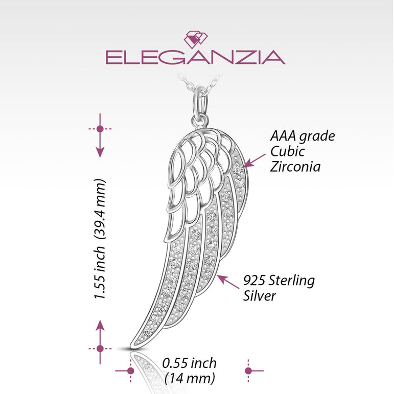 Guardian Angel Wing Necklace Sterling Silver Pendant Necklace
