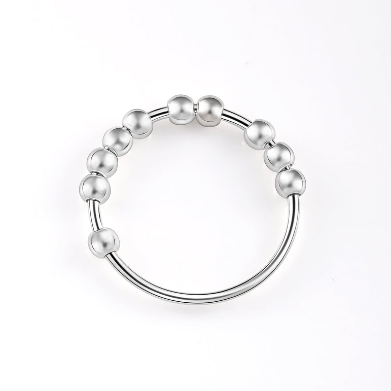Anti Anxiety Ring Bead Stress Relief Ring Sterling Silver Stacking Ring