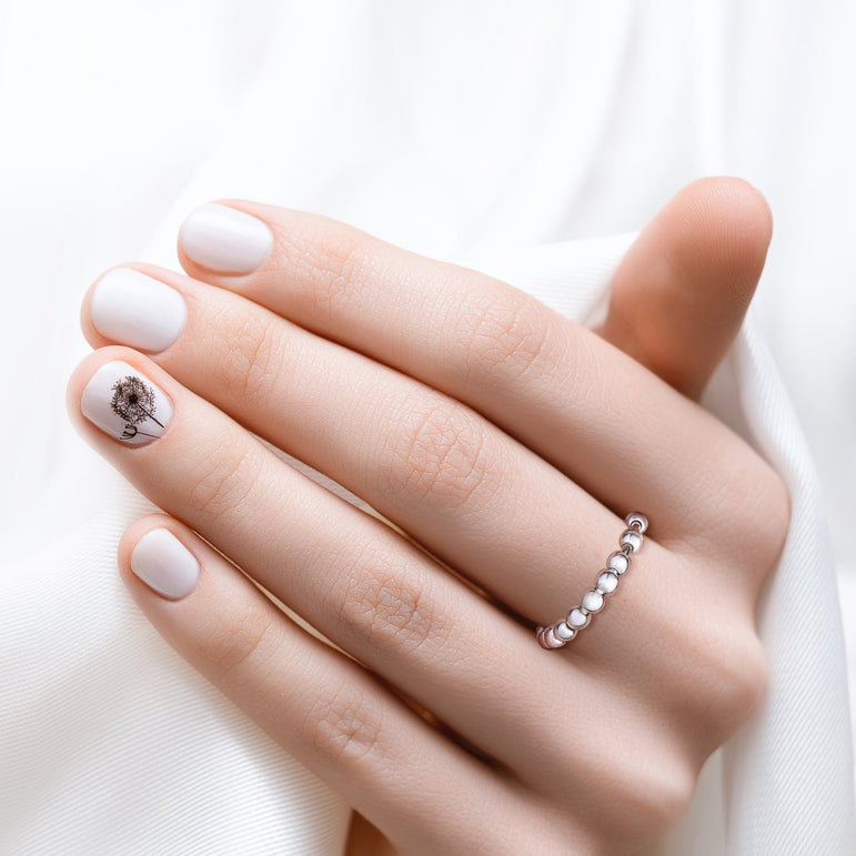 Anxiety Ring Bead Stress Relief Ring Sterling Silver Stacking Ring