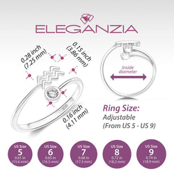 Aquarius Ring Sterling Silver Adjustable Zodiac Sign Ring Ring