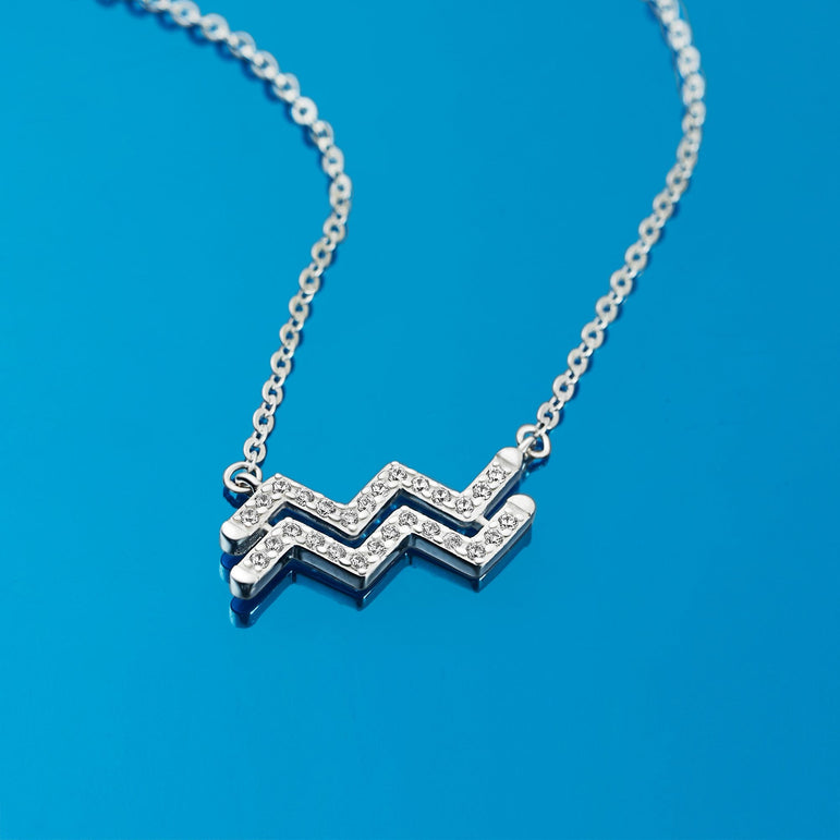 Aquarius Zodiac Necklace Silver Astrology Constellation Necklace Horoscope Jewels Pendant Necklace