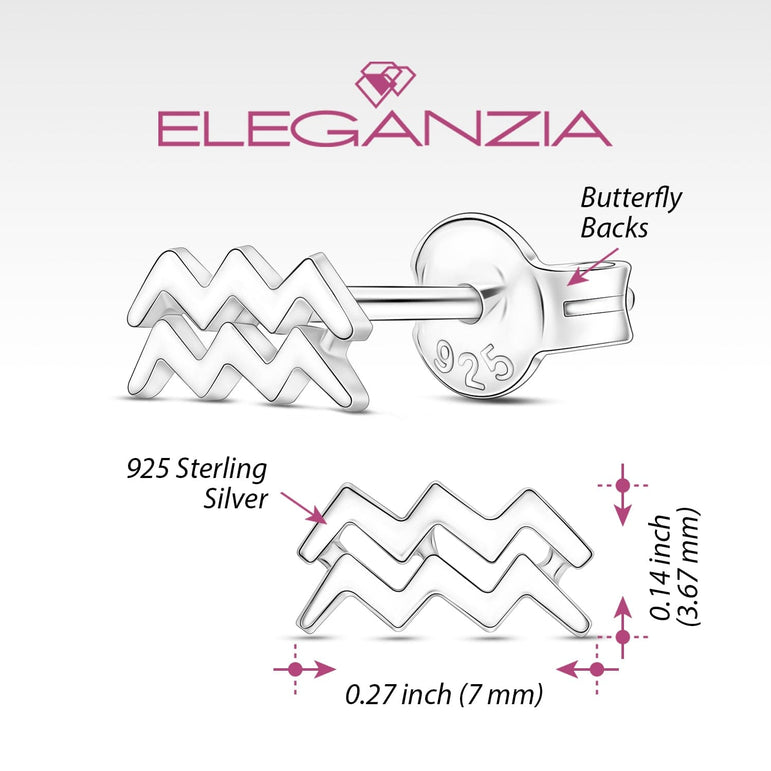 Aquarius Stud Earrings Sterling Silver - Zodiac Constellation Earrings Stud Earrings