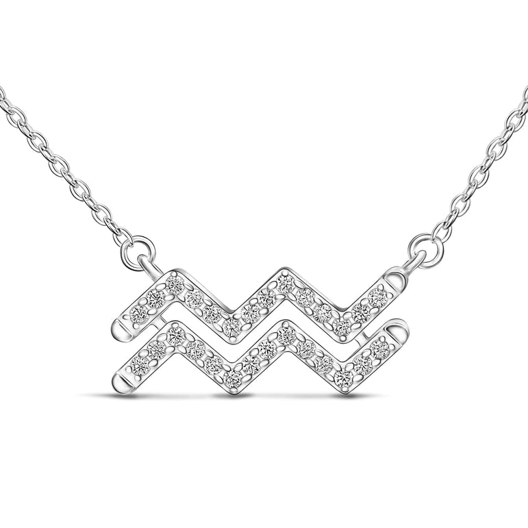 Aquarius Zodiac Necklace Silver Constellation Horoscope Pendant Necklace