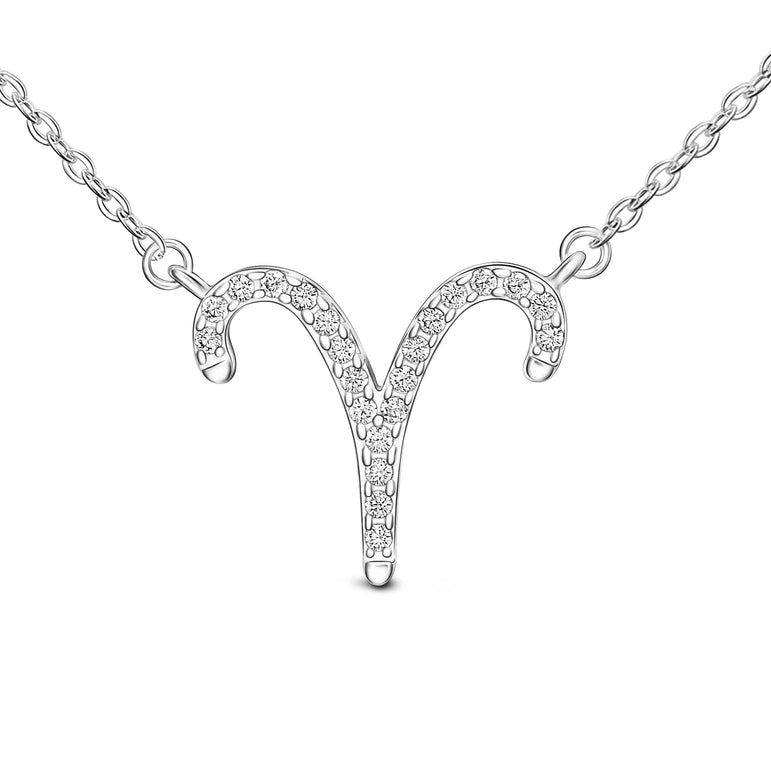 Aries Zodiac Necklace Silver Constellation Horoscope Pendant Necklace