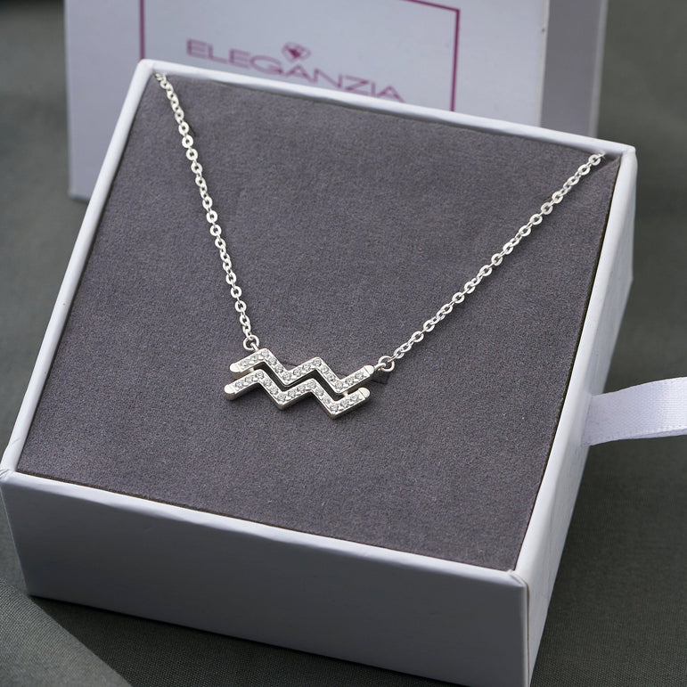 Aquarius Zodiac Necklace Silver Astrology Constellation Necklace Horoscope Jewels Pendant Necklace
