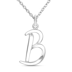 Cursive Letter Necklace Sterling Silver, 26 Alphabets Pendant Necklace