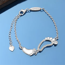 CZ Mom and Baby Feet Bracelet Sterling Silver Bracelet