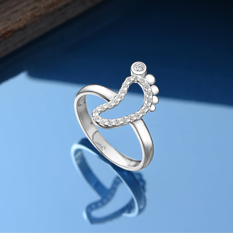 CZ Baby Feet Ring Sterling Silver Ring