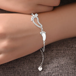 CZ Mom and Baby Feet Bracelet Sterling Silver Bracelet