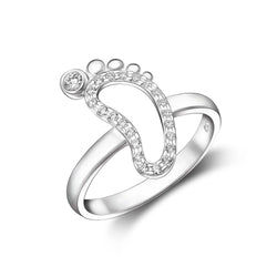 CZ Baby Feet Ring Sterling Silver Ring