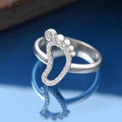 CZ Baby Feet Ring Sterling Silver Ring