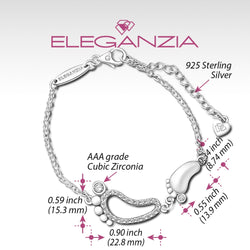 CZ Mom and Baby Feet Bracelet Sterling Silver Bracelet