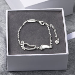 CZ Mom and Baby Feet Bracelet Sterling Silver Bracelet