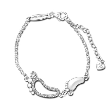 CZ Mom and Baby Feet Bracelet Sterling Silver Bracelet