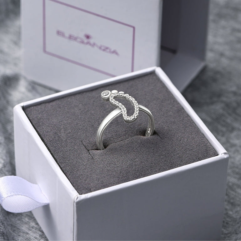 CZ Baby Feet Ring Sterling Silver Ring