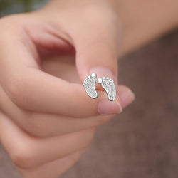 CZ Baby Feet Sterling Silver Stud Earrings Stud Earrings