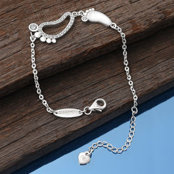 CZ Mom and Baby Feet Bracelet Sterling Silver Bracelet