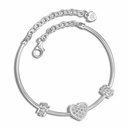 Petite Sterling Silver Heart Bangle Bracelets Bangle