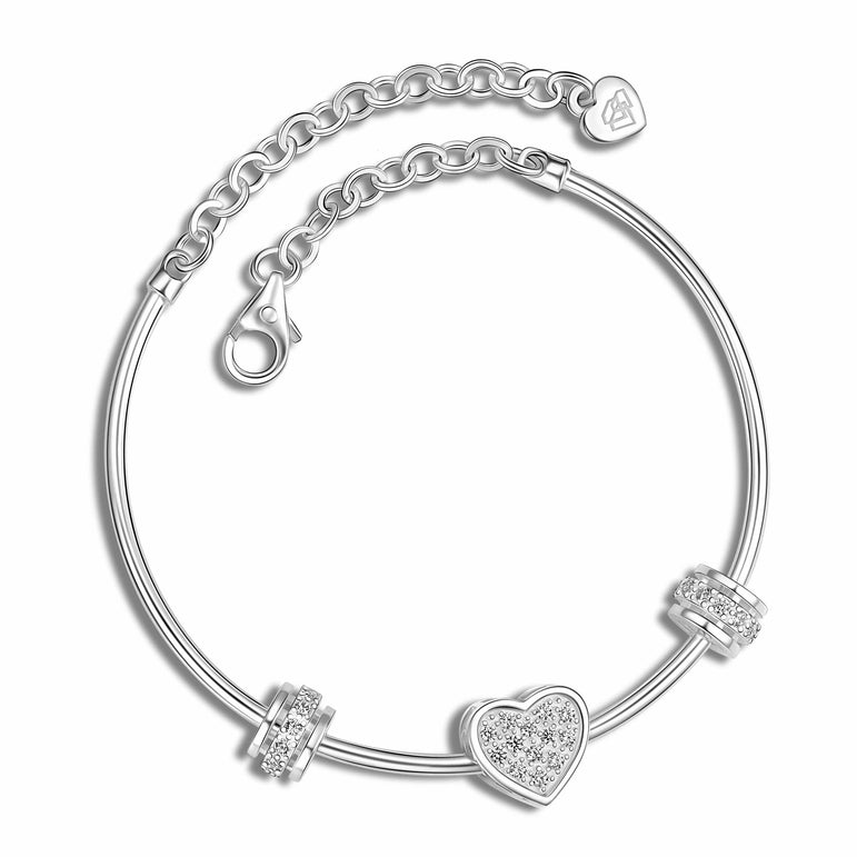 Petite Sterling Silver Heart Bangle Bracelets Bangle