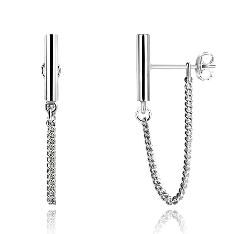 Bar Dangling Stud Earrings Sterling Silver - Eleganzia Jewelry Stud Earrings