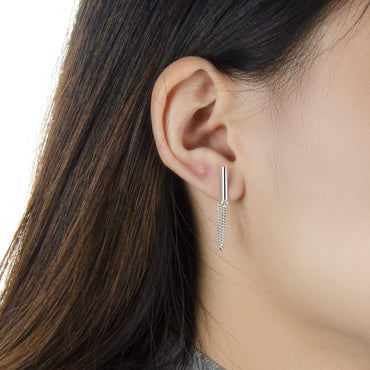 Bar Dangling Stud Earrings Sterling Silver - Eleganzia Jewelry Stud Earrings