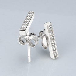 CZ Bar Earrings Silver Stud Earrings Stud Earrings