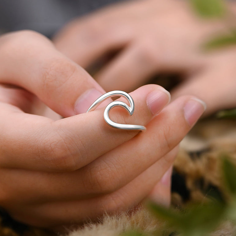 Surfer Ocean Wave Ring Sterling Silver Ring