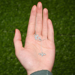 CZ Honeycomb Necklace with Bee Necklace Charm Silver Pendant Necklace