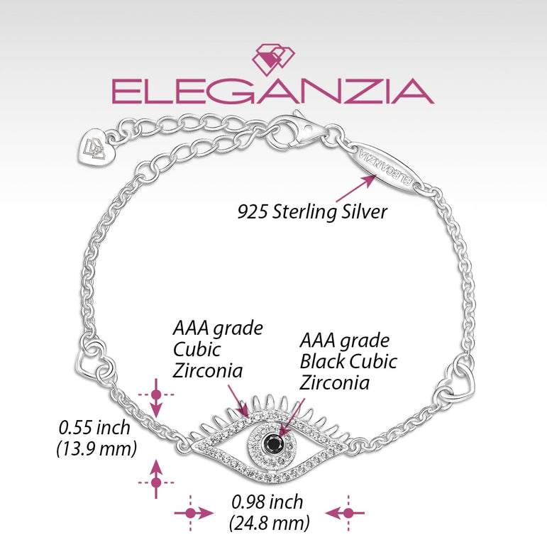 CZ Regal Evil Eye Bracelet with Lashes Sterling Silver Bracelet