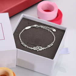 Black CZ Evil Eye Bracelet in Sterling Silver Hamsa Hand Bracelet