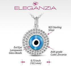 Blue Evil Eye Necklace Sterling Silver Pendant Necklace