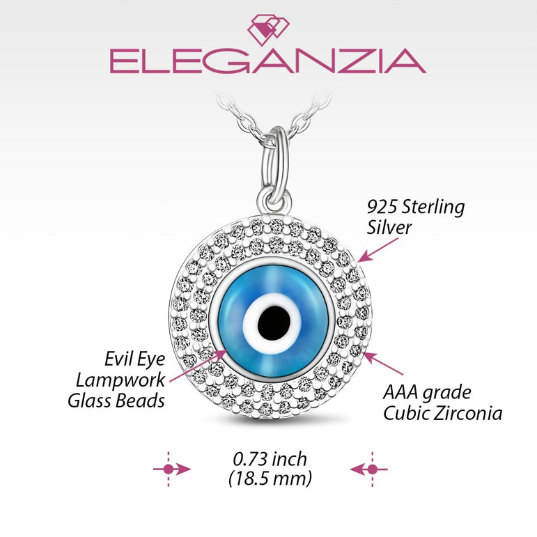 Blue Evil Eye Necklace Sterling Silver Pendant Necklace