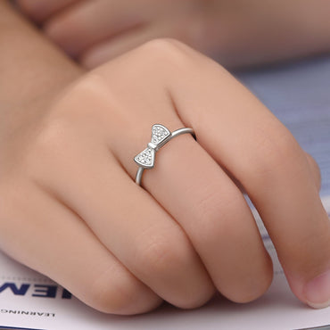 CZ Bowtie Ribbon Sterling Silver Stackable Rings Stacking Ring