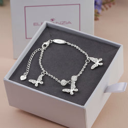 Dazzling CZ Butterfly Bracelet Sterling Silver Bracelet