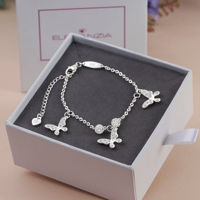 Dazzling CZ Butterfly Bracelet Sterling Silver Bracelet