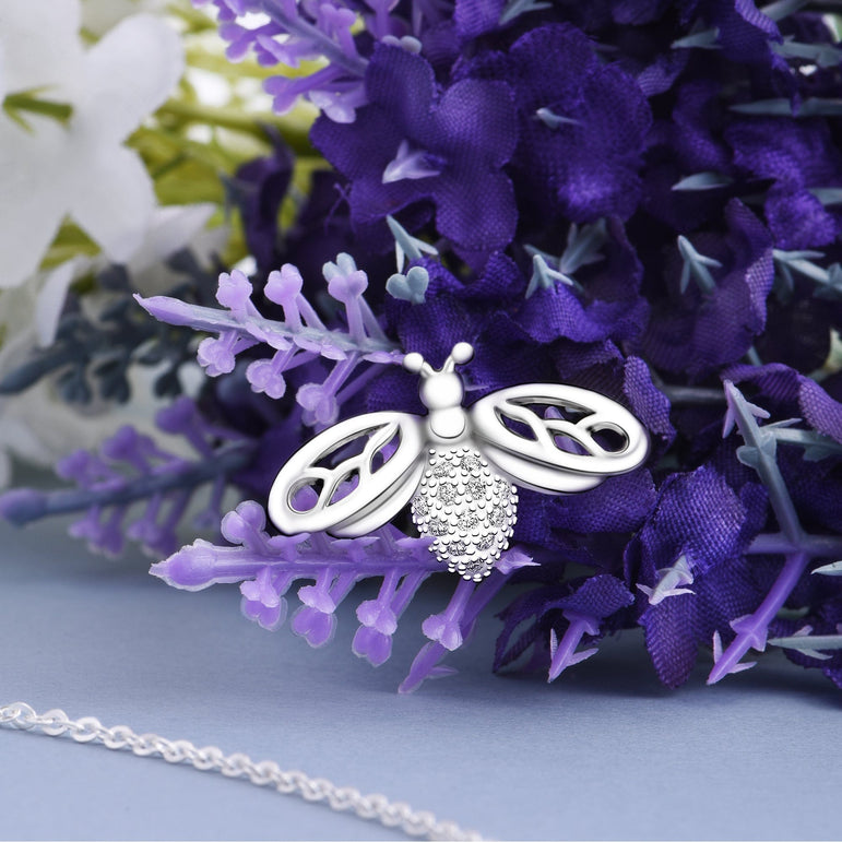 CZ Queen Bumble Bee Pendant Sterling Silver Pendant