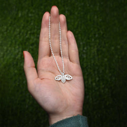 CZ Queen Bumble Bee Necklace Sterling Silver Pendant Necklace