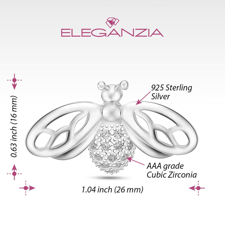 CZ Queen Bumble Bee Pendant Sterling Silver Pendant Necklace