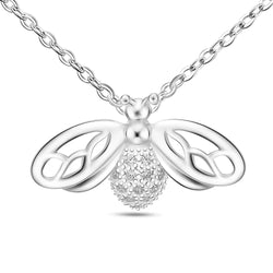 CZ Queen Bumble Bee Necklace Sterling Silver Pendant Necklace