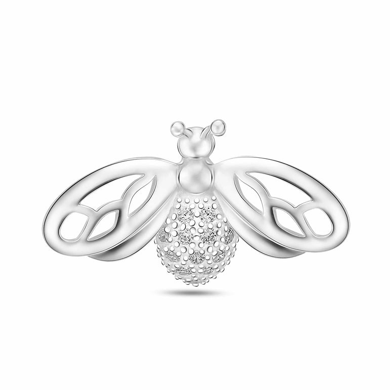 CZ Queen Bumble Bee Pendant Sterling Silver Pendant Necklace